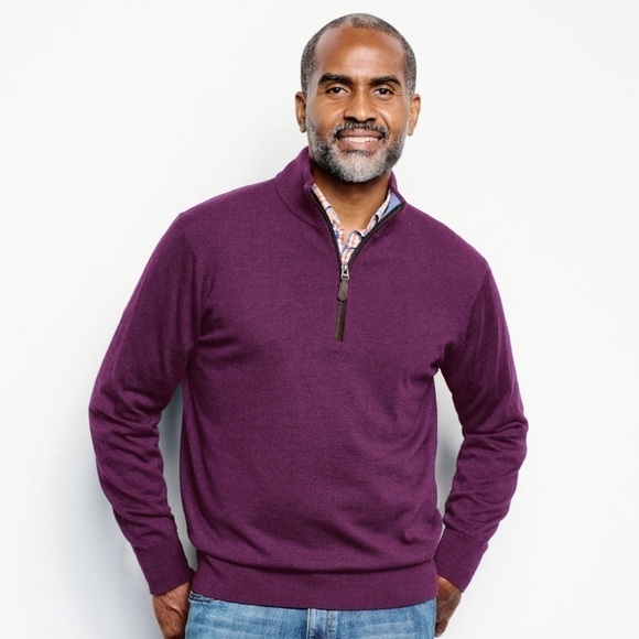 Orvis Other - ORVIS Men’s 100% Merino Wool Quarter-Zip Raisin Purple Sweater Classic Fit XL